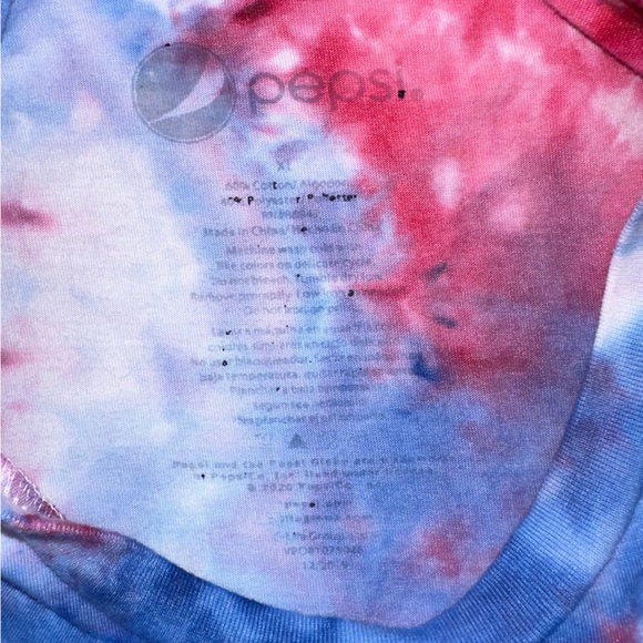 SOLD! PEPSI tie dye long sleeve Tshirt upcycled OOAK red white blue unisex extra - Picture 3 of 8